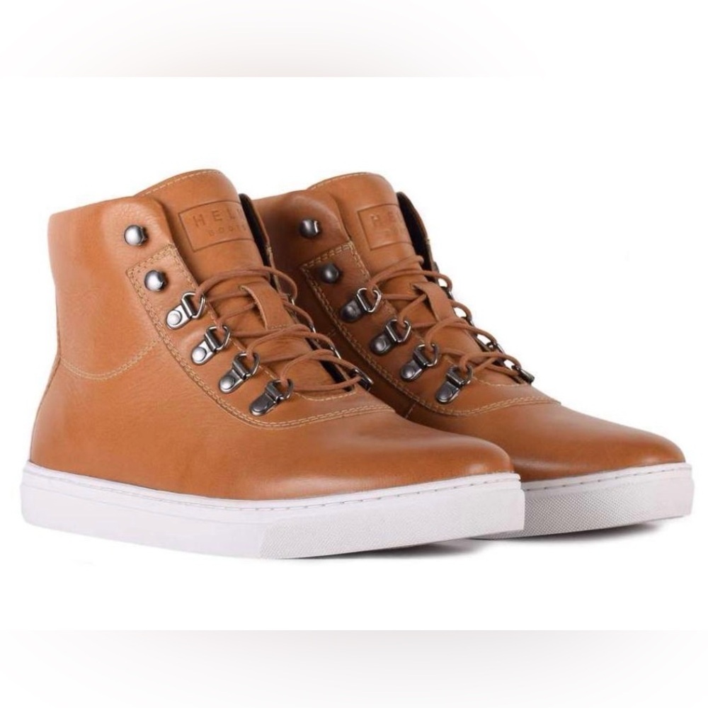 Rare HELM Boots Men's Lace-up Brown Leather Sneaker Boots - Cole - Size 8